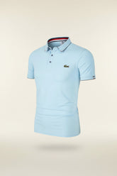 St. Martin Co LC Sky Blue Tipped Piqué Polo — detail view