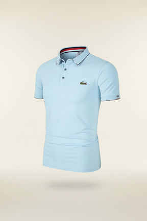 St. Martin Co LC Sky Blue Tipped Piqué Polo — detail view