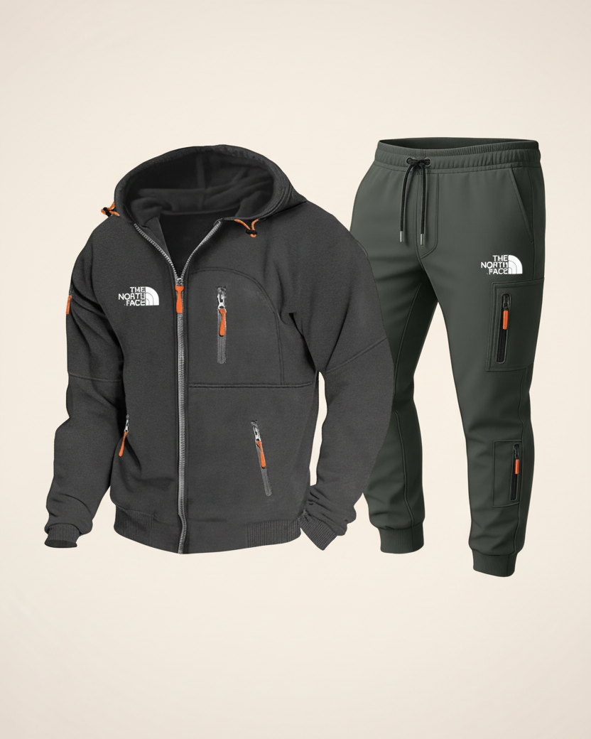 St. Martin Co Black Zip-Through Hoodie & Jogger Set — lifestyle view
