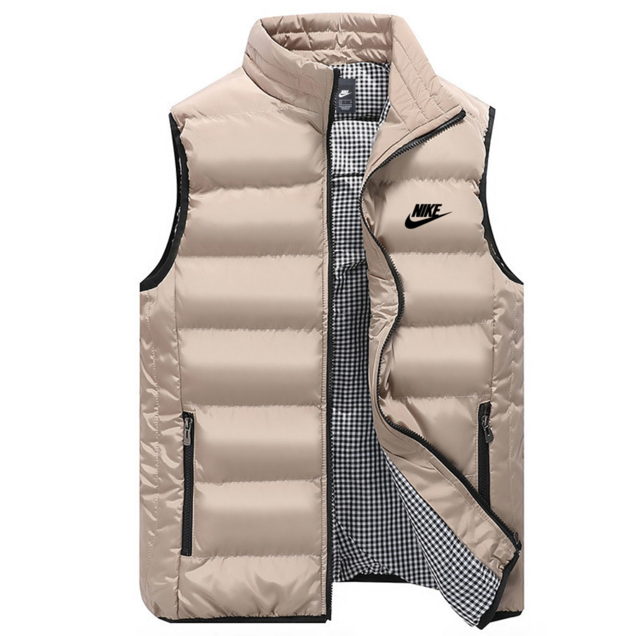 St. Martin Co Navy Quilted Insulated Gilet Gingham Lining — lifestyle view