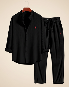 St. Martin Co RL Sky Ribbed Shirt and Trouser Set — side view
