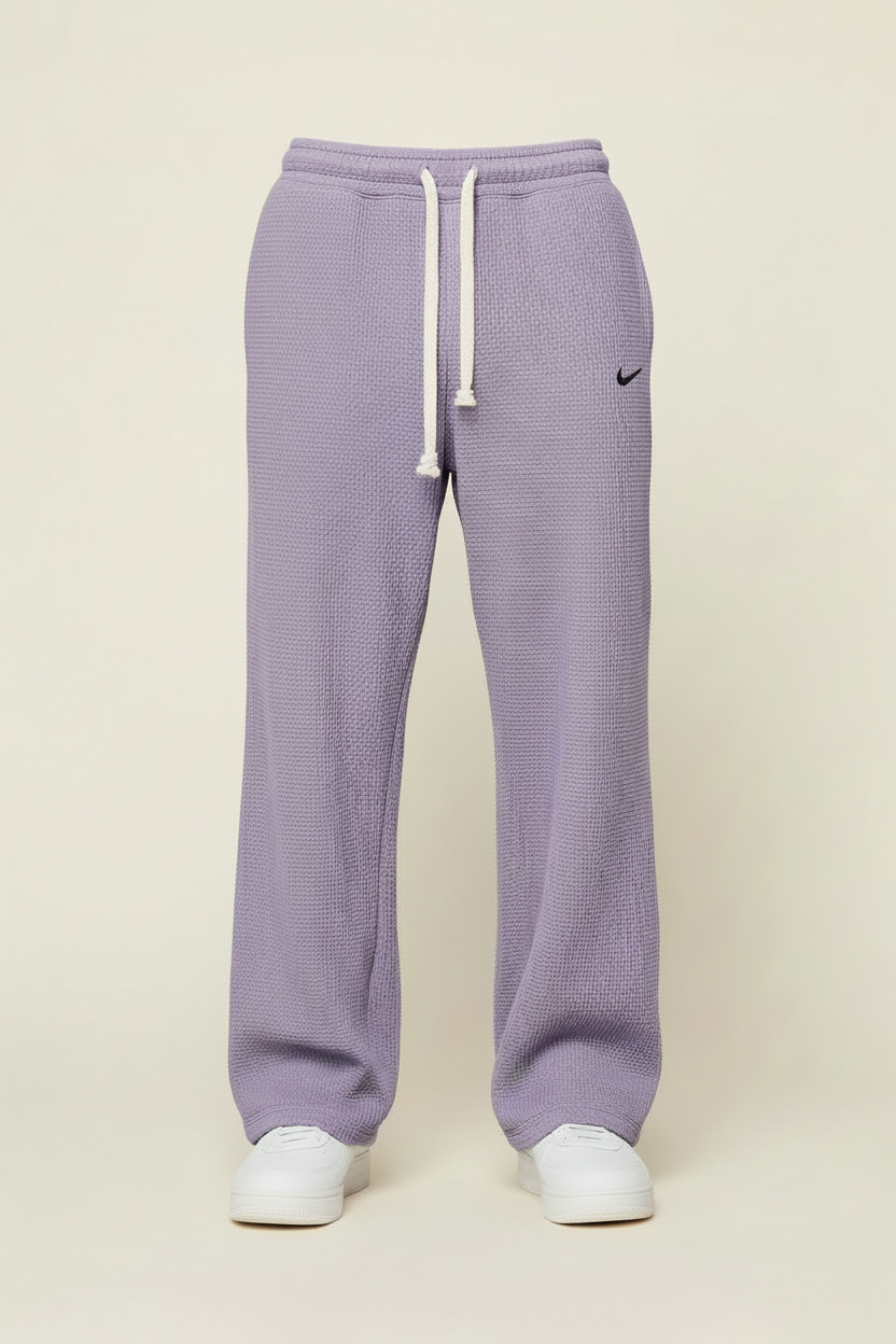 St. Martin Co Charcoal Waffle-Knit Drawstring Jogger Trousers — back view
