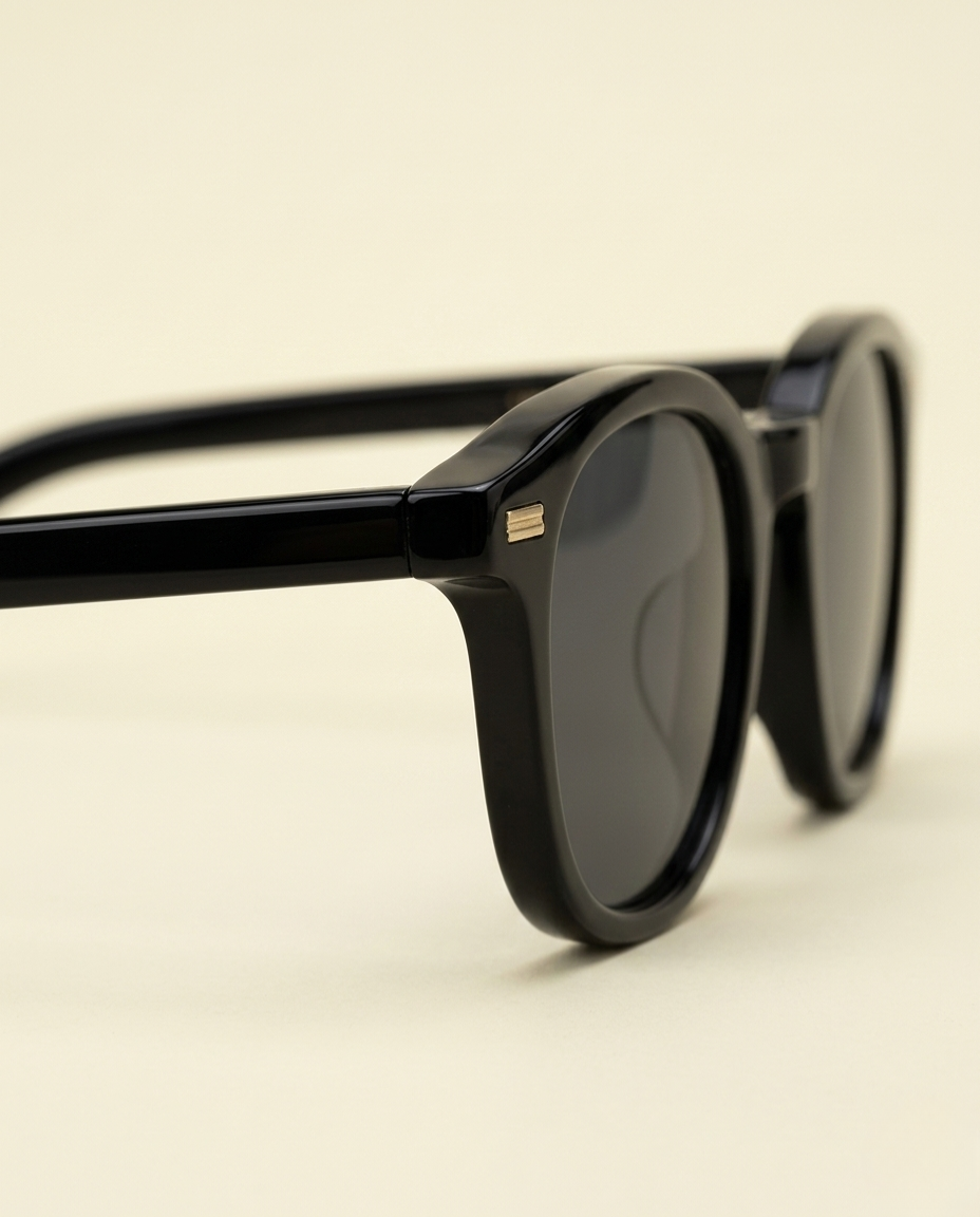 St. Martin Co Black Acetate Square-Frame Sunglasses — detail view