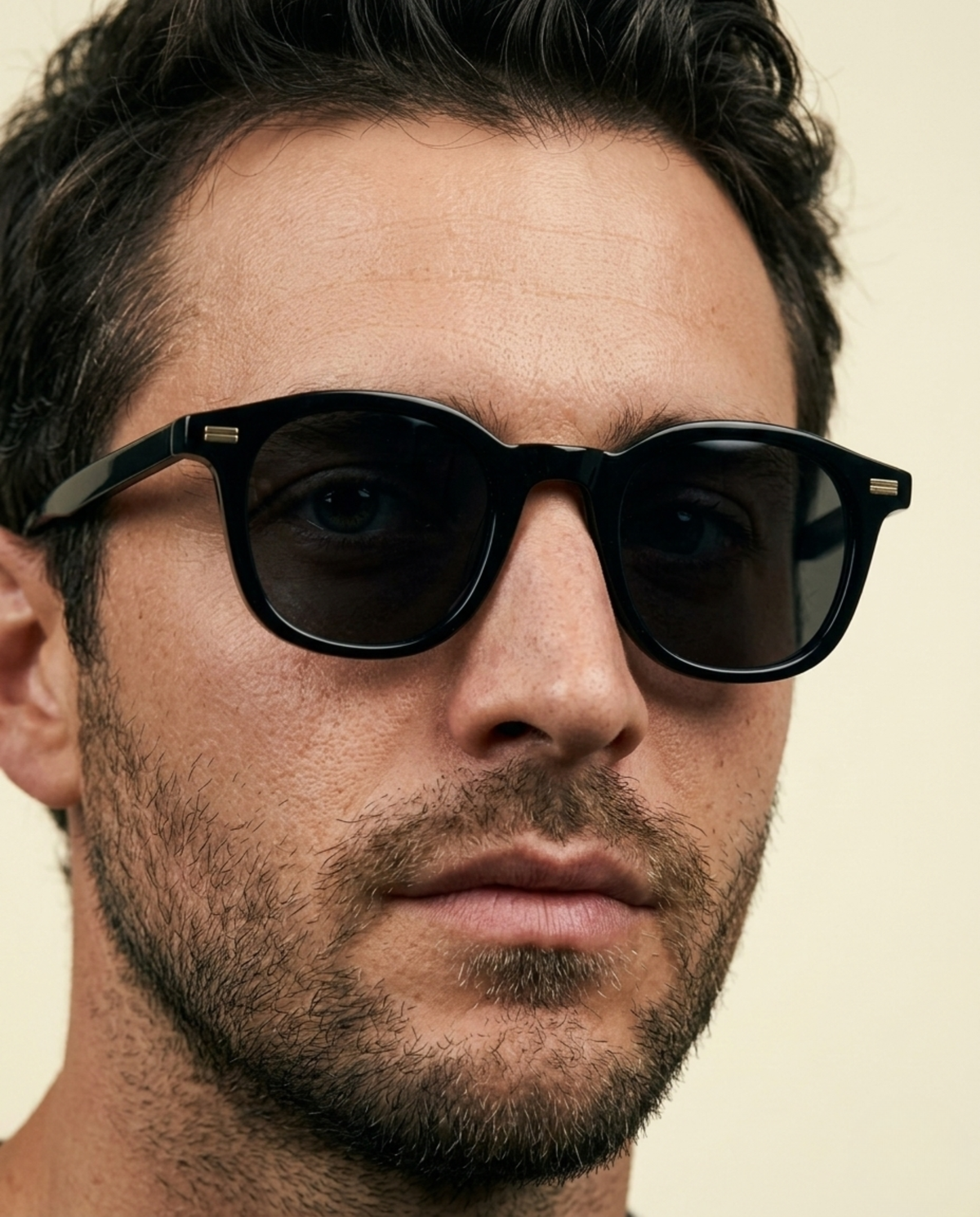 St. Martin Co Black Acetate Square-Frame Sunglasses — back view