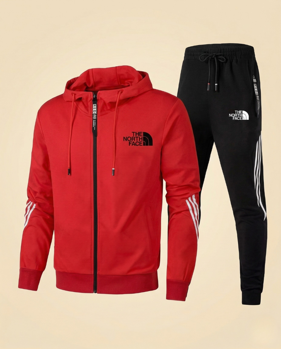 St. Martin Co TNF Red Zip Hoodie and Track Trouser Set — detail view