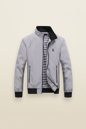 St. Martin Co RL Tan Harrington Gingham-Lined Zip Jacket — detail view