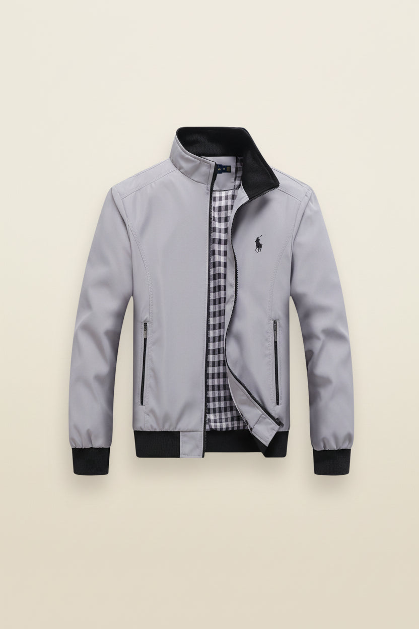 St. Martin Co RL Tan Harrington Gingham-Lined Zip Jacket — detail view