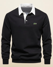 St. Martin Co LC Navy Rugby Collar Long-Sleeve Polo — detail view