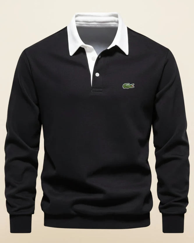 St. Martin Co LC Navy Rugby Collar Long-Sleeve Polo — detail view