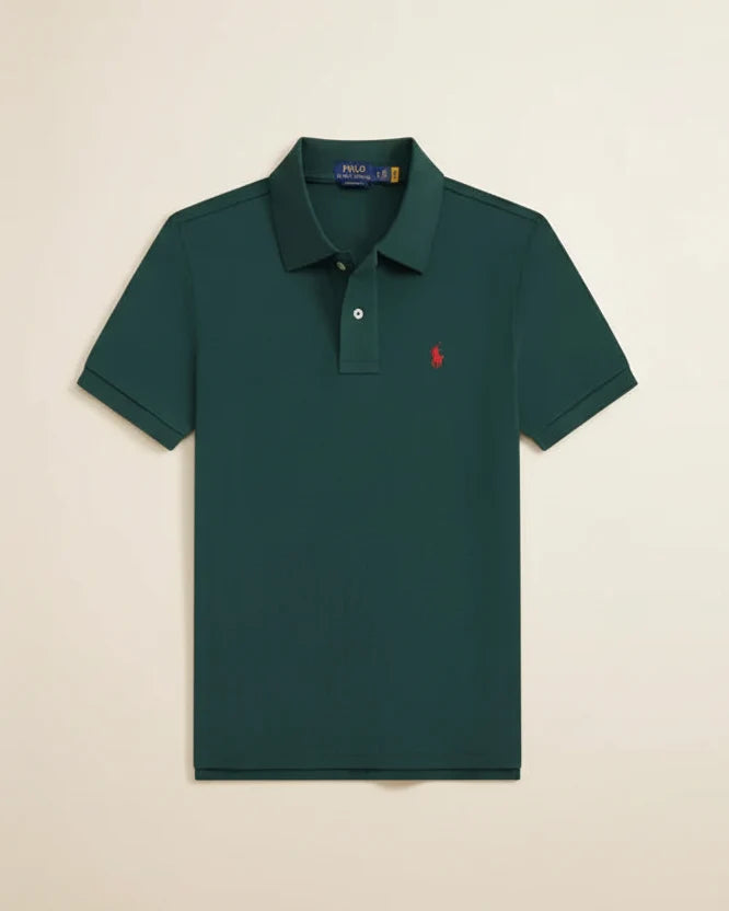 St. Martin Co RL Black Piqué Short-Sleeve Polo — detail view
