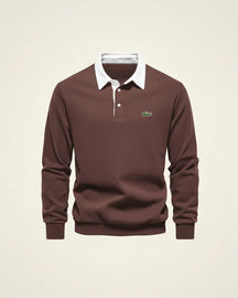 St. Martin Co LC Navy Rugby Collar Long-Sleeve Polo — back view