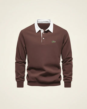 St. Martin Co LC Navy Rugby Collar Long-Sleeve Polo — back view