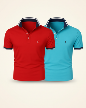 St. Martin Co RL Contrast Tipped Polo Twin Set — detail view