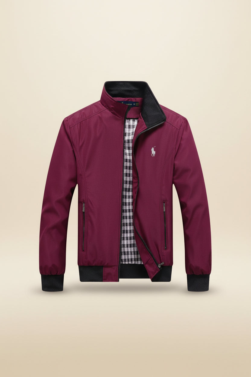 St. Martin Co RL Tan Harrington Gingham-Lined Zip Jacket — detail view