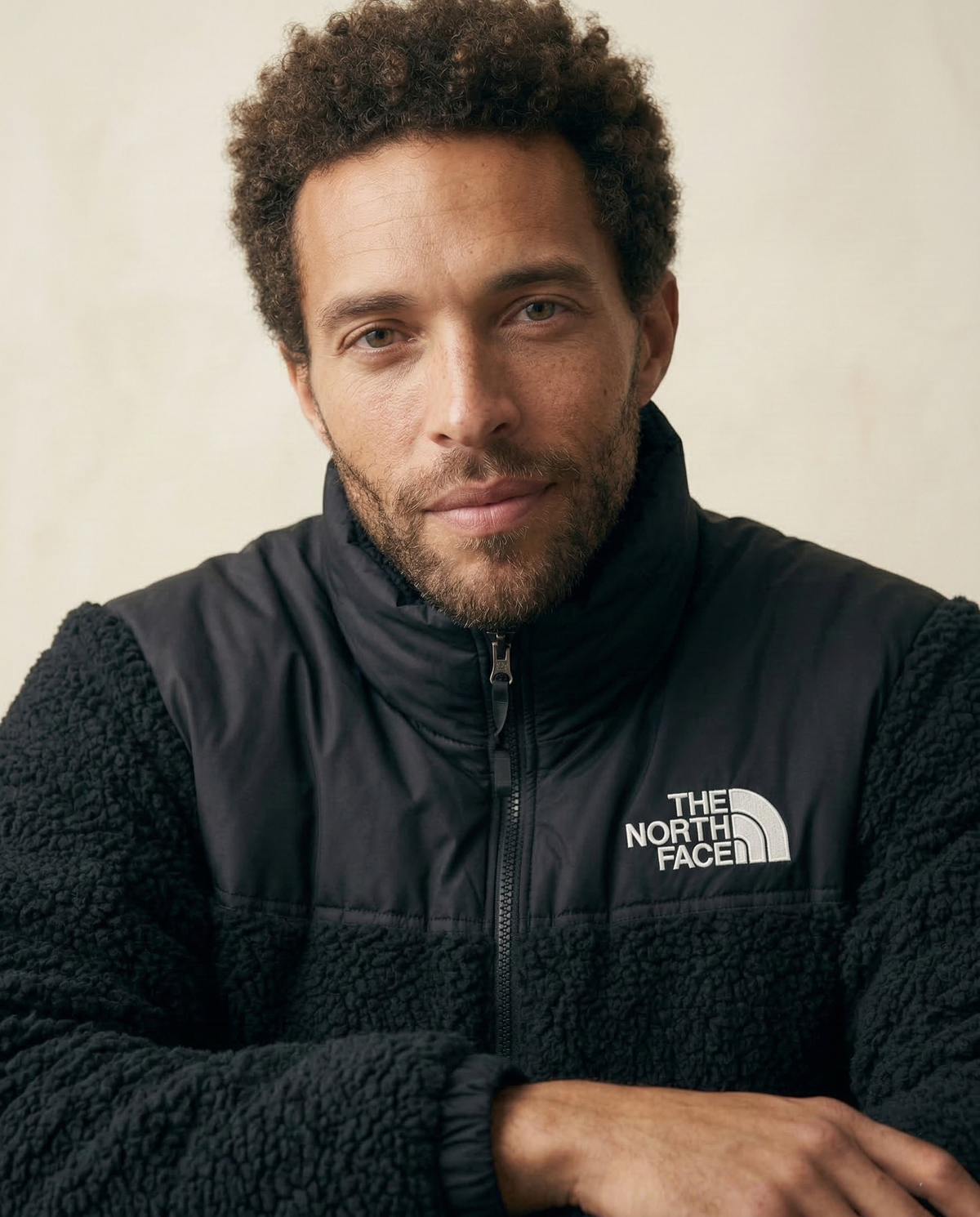St. Martin Co TNF Black Sherpa Quilted Zip Jacket — back view