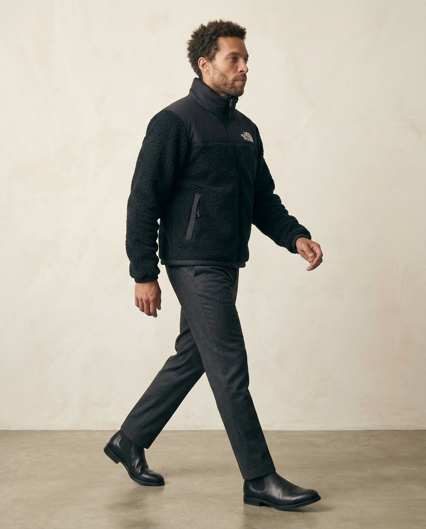 St. Martin Co TNF Black Sherpa Quilted Zip Jacket — lifestyle view