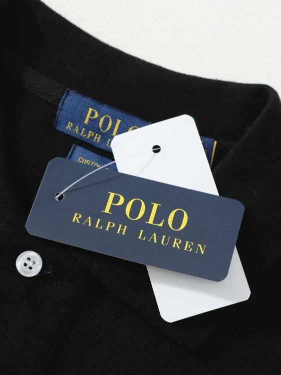 St. Martin Co RL Black Piqué Short-Sleeve Polo — detail view