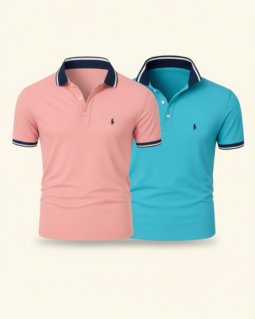 St. Martin Co RL Contrast Tipped Polo Twin Set — detail view