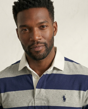 St. Martin Co RL Hooped Cotton Rugby Collar Shirt — side view