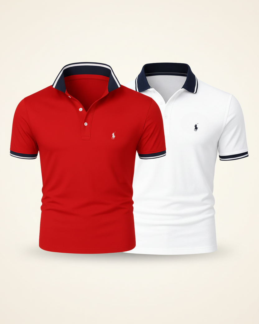 St. Martin Co RL Contrast Tipped Polo Twin Set — detail view