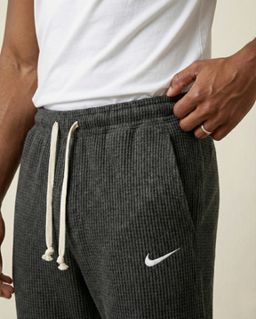 St. Martin Co Charcoal Waffle-Knit Drawstring Jogger Trousers — front view