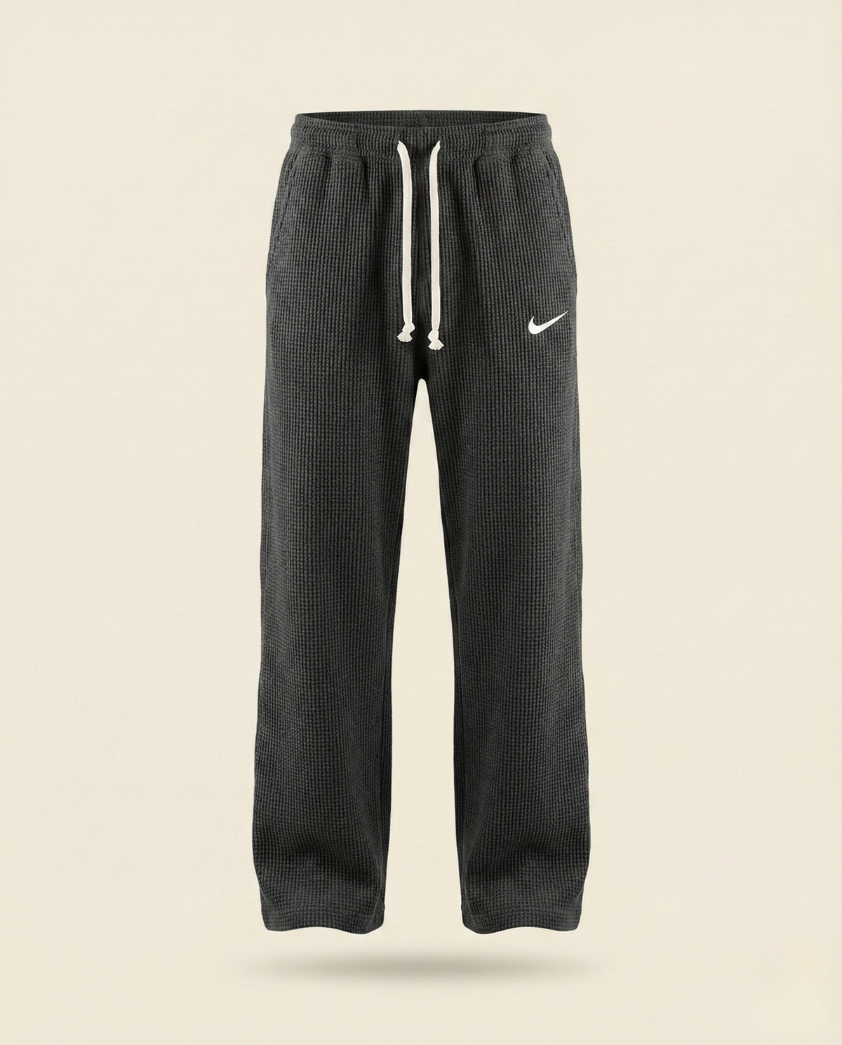 St. Martin Co Charcoal Waffle-Knit Drawstring Jogger Trousers — detail view