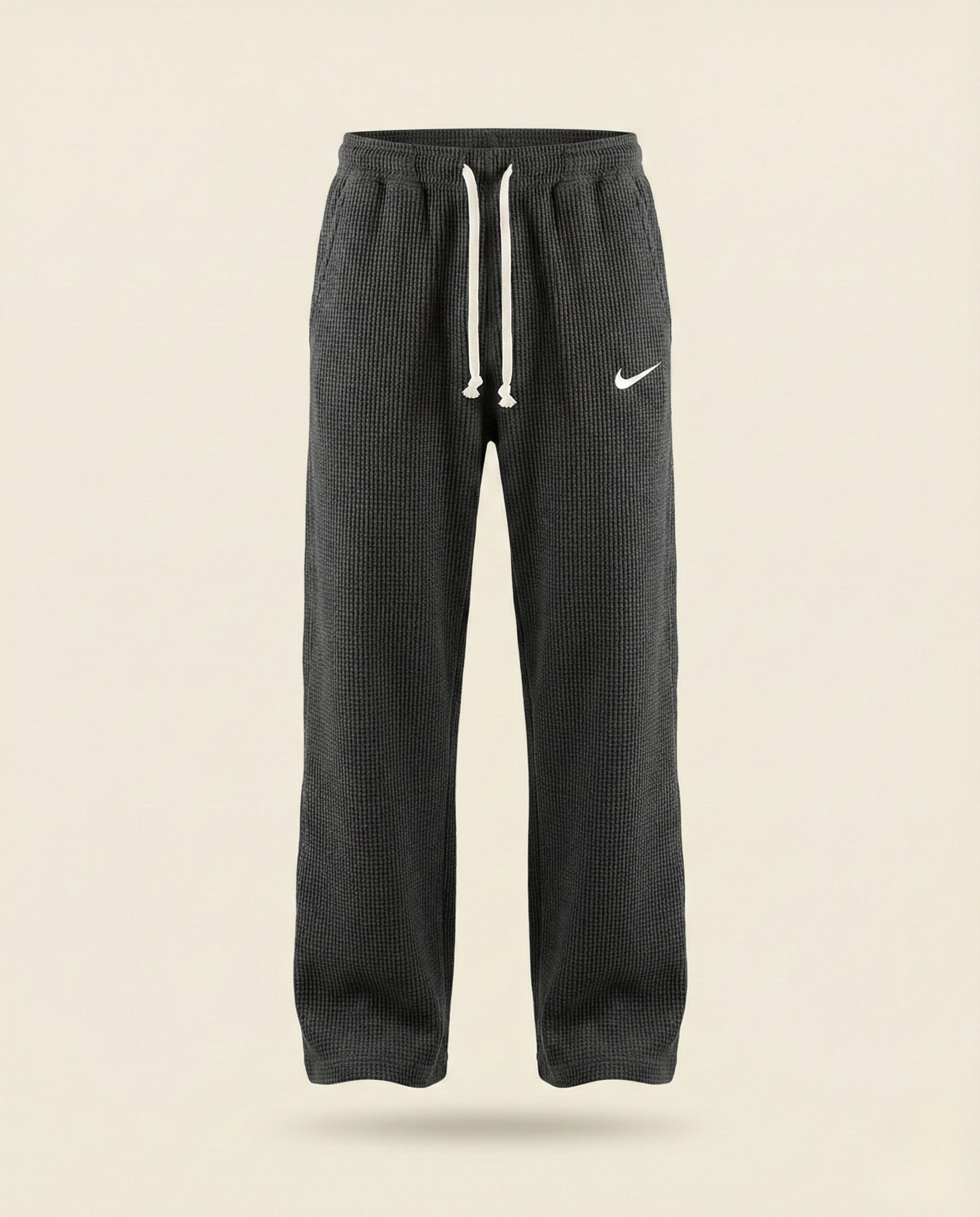 St. Martin Co Charcoal Waffle-Knit Drawstring Jogger Trousers — detail view