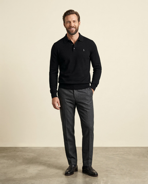 St. Martin Co RL Black Long-Sleeve Knit Polo — front view