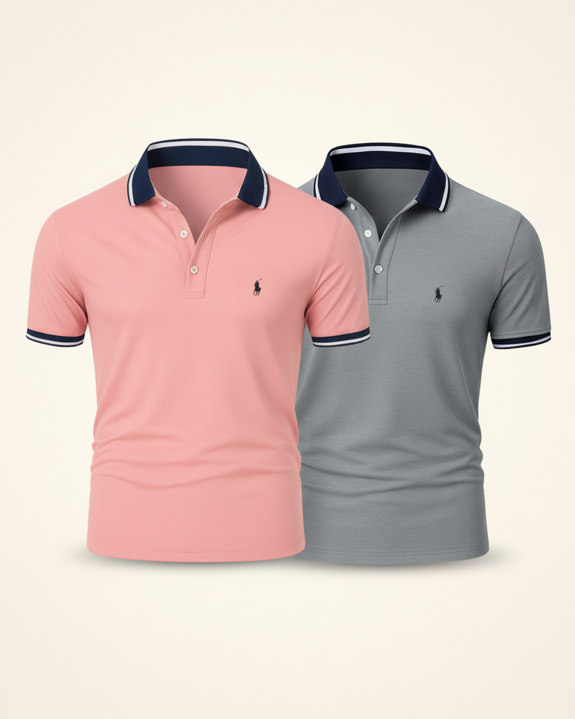 St. Martin Co RL Contrast Tipped Polo Twin Set — lifestyle view
