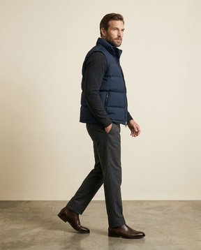 St. Martin Co RL Navy Quilted Down Gilet Stand Collar — side view