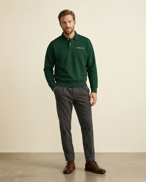 St. Martin Co RL Forest Green Polo Collar Sweatshirt — front view
