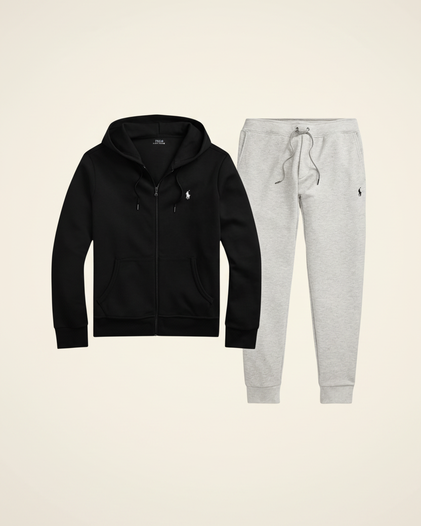 St. Martin Co Navy Full-Zip Hooded Fleece Tracksuit — detail view