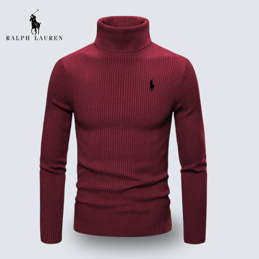 St. Martin Co RL Black Ribbed Roll Neck Sweater — detail view