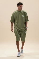 St. Martin Co AD Olive Raw-Hem Co-Ord Set — front view