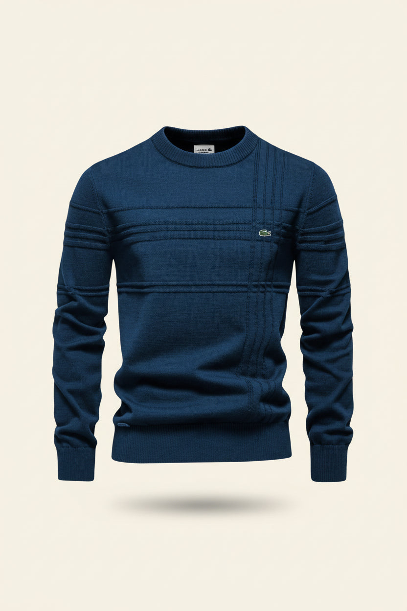 St. Martin Co LC Tonal Stripe Crewneck Knit in Navy — detail view