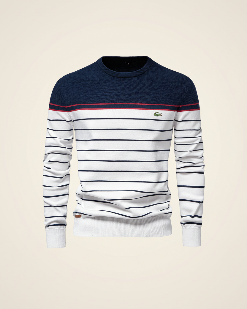 St. Martin Co LC Breton Stripe Cotton Crewneck Sweater — detail view
