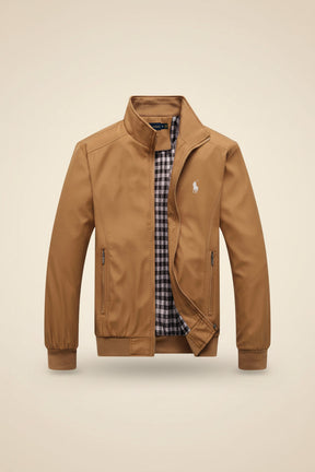 St. Martin Co RL Tan Harrington Gingham-Lined Zip Jacket — detail view