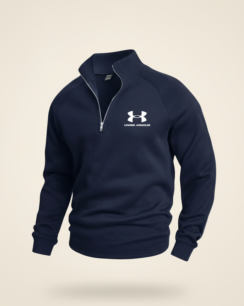 St. Martin Co Navy Quarter-Zip Fleece Sweatshirt — front view