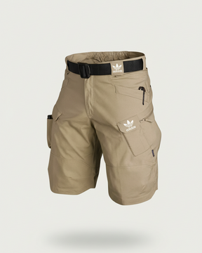 St. Martin Co Slate Grey Belted Technical Cargo Shorts — back view