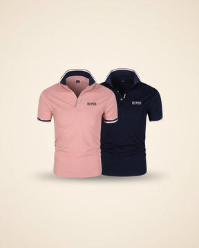 St. Martin Co HB Crimson Tipped Piqué Polo Shirt — detail view