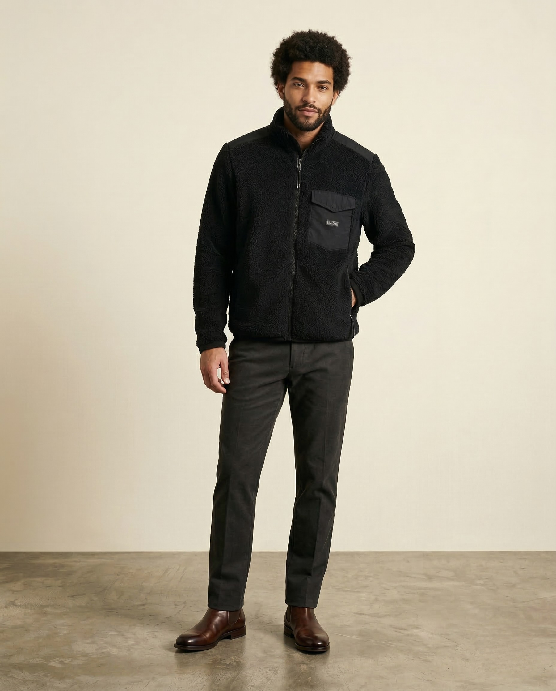 St. Martin Co RL Tonal Sherpa Full-Zip Jacket — front view
