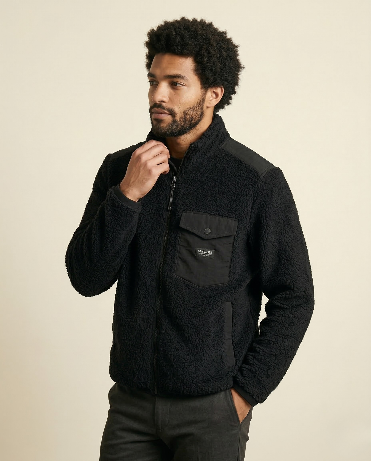 St. Martin Co RL Tonal Sherpa Full-Zip Jacket — back view