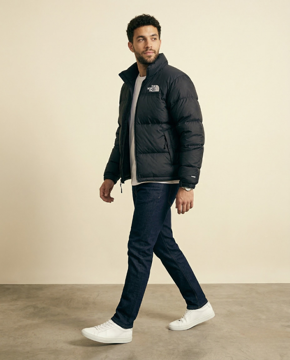 St. Martin Co TNF Black Quilted Down Puffer Jacket — side view