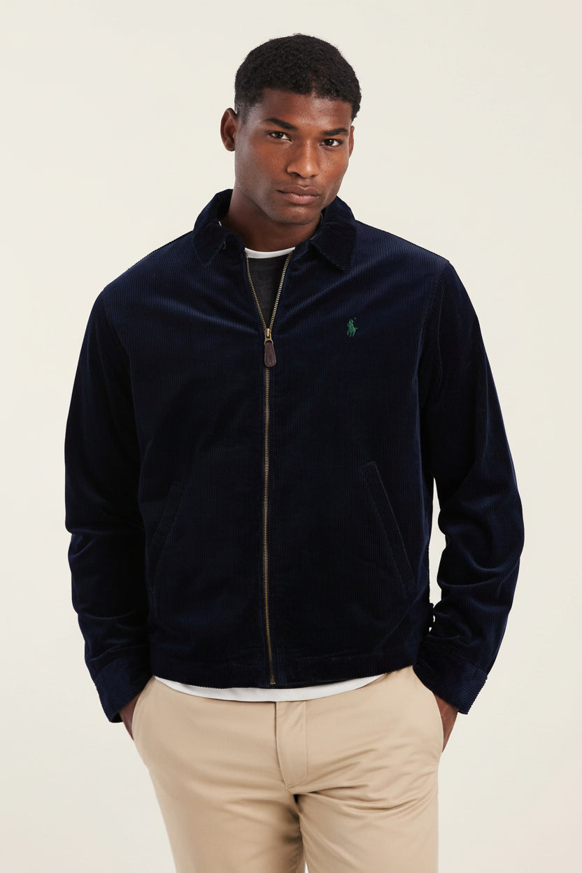 St. Martin Co RL Navy Corduroy Zip-Through Harrington Jacket — detail view