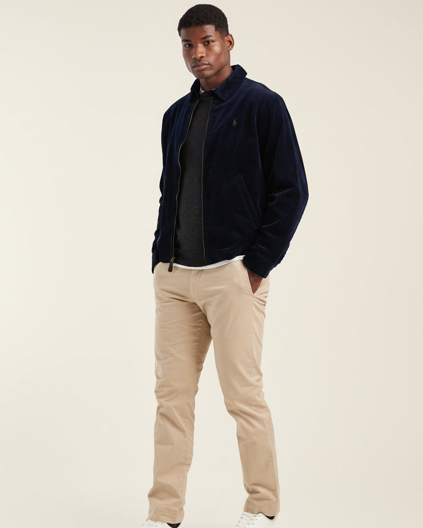 St. Martin Co RL Navy Corduroy Zip-Through Harrington Jacket — front view