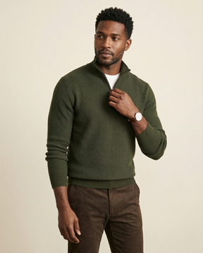 St. Martin Co RL Forest Waffle Half-Zip Knit — detail view