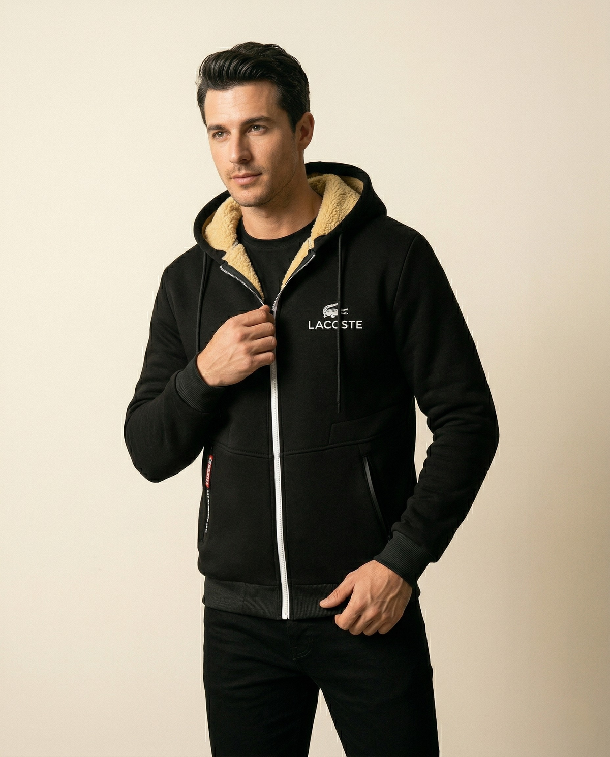 St. Martin Co Sherpa-Lined Full-Zip Hooded Sweatshirt — back view