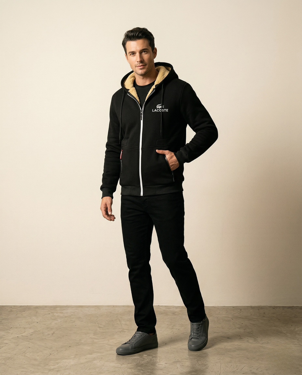 St. Martin Co Sherpa-Lined Full-Zip Hooded Sweatshirt — front view