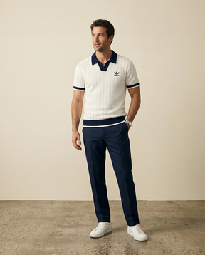 St. Martin Co AD Court Knit Open-Collar Polo Shirt — front view
