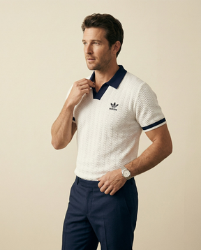 St. Martin Co AD Court Knit Open-Collar Polo Shirt — back view